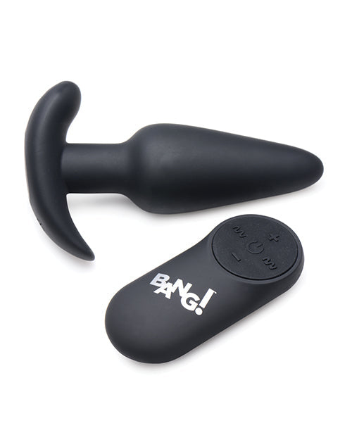 Bang! 21X Vibrating Silicone Butt Plug w/Remote - Black