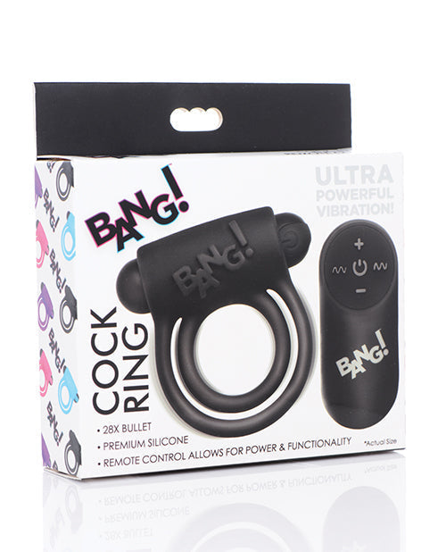 Bang! Vibrating Cock Ring & Bullet w/Remote Control - Black