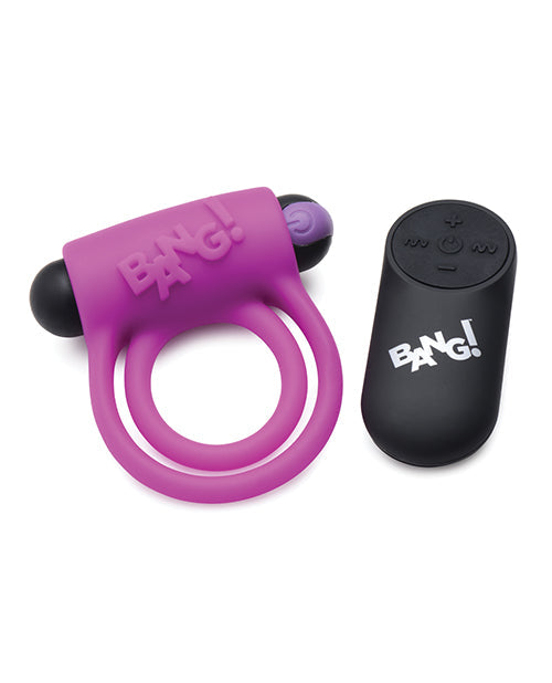 Bang! Vibrating Cock Ring & Bullet w/Remote Control - Purple