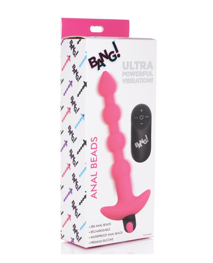 Bang! 28X Vibrating Silicone Anal Beads w/Remote Control - Pink