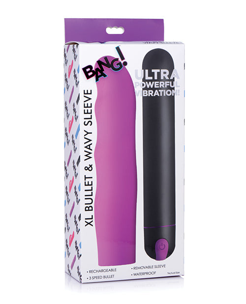 Bang Vibrating Dildo | XL Bullet Wavy Silicone Dildo Sleeve | Waterproof Purple Dildo