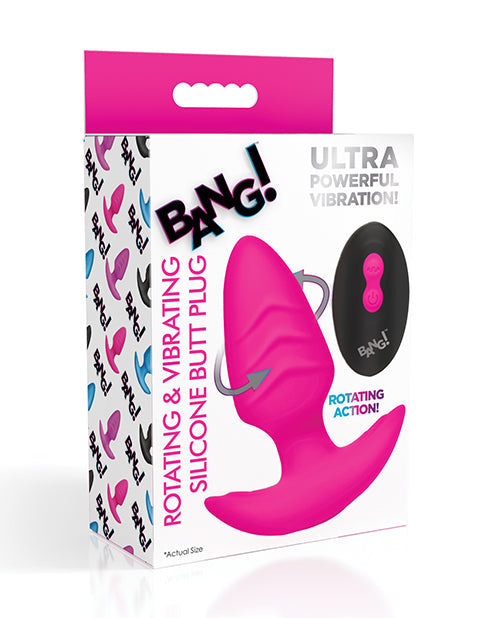 Bang! Rotating & Vibrating Tapered Butt Plug w/Remote - Pink